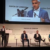 Sadiq Khan speaking at State of London debate at O2. Credit: Lynn Rusk