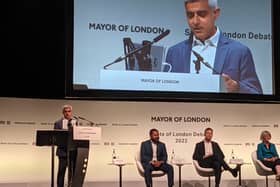 Sadiq Khan speaking at State of London debate at O2. Credit: Lynn Rusk