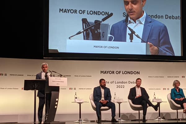 Sadiq Khan speaking at State of London debate at O2. Credit: Lynn Rusk