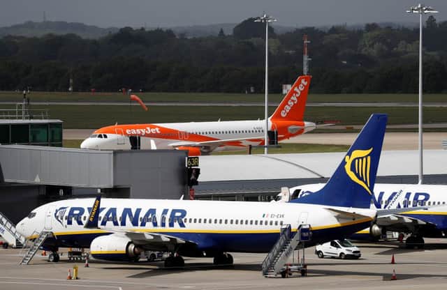 EasyJet and Ryanair at London Stansted Airport. Credit: ADRIAN DENNIS/AFP via Getty Images