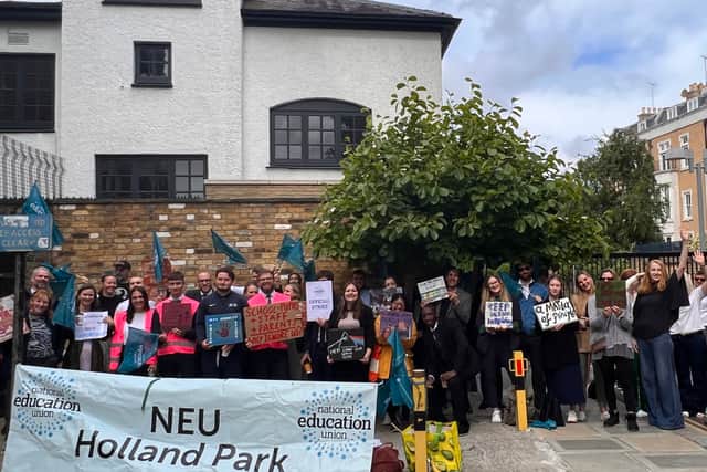 Teachers at Holland Park school finished a 12 day strike. Credit: Twitter Holland Park School NEU