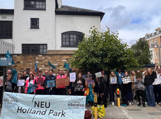 Teachers at Holland Park school finished a 12 day strike. Credit: Twitter Holland Park School NEU