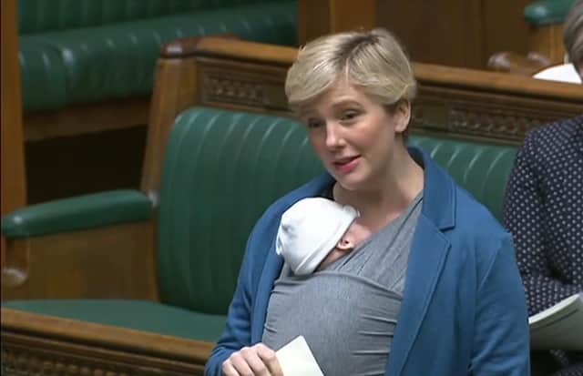 Labour MP Stella Creasy made headlines last year after she was criticised for bringing her young baby son into the House of Commons chamber. Photo: Parliament TV