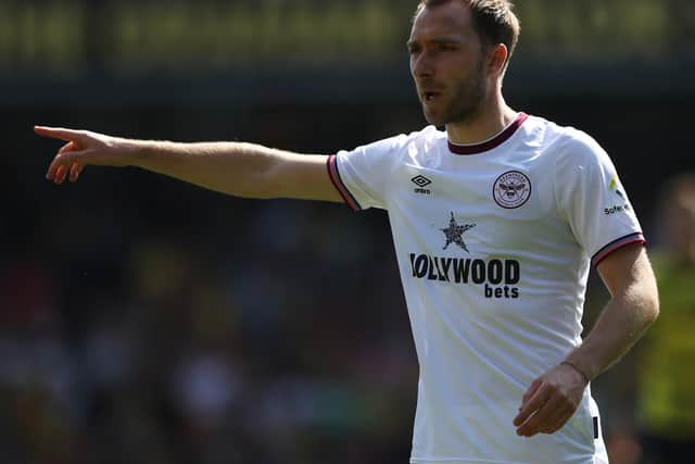 Christian Eriksen of Brentford pictured during the Premier League match (Photo by Matthew Lewis/Getty Images)