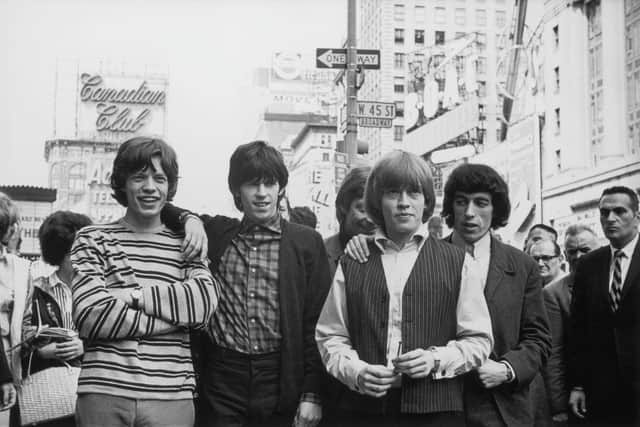 The Rolling Stones - Mick Jagger, Keith Richards, Charlie Watts, Brian Jones, and Bill Wyman - in the 60s. Credit: Express Newspapers/Getty Images