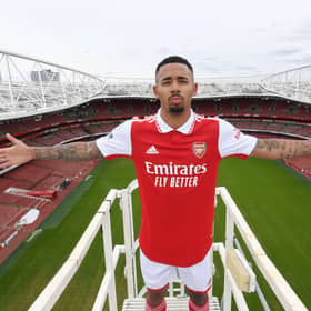 Arsenal unveil new signing Gabriel Jesus at Emirates Stadium. Credit: Stuart MacFarlane/Arsenal FC via Getty Images