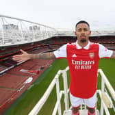 Arsenal unveil new signing Gabriel Jesus at Emirates Stadium. Credit: Stuart MacFarlane/Arsenal FC via Getty Images