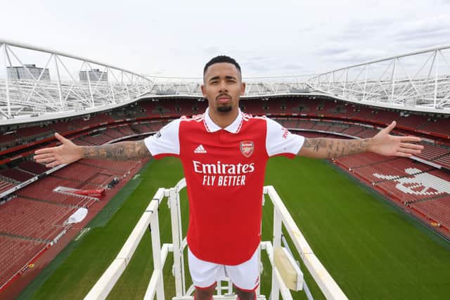 Arsenal unveil new signing Gabriel Jesus at Emirates Stadium. Credit: Stuart MacFarlane/Arsenal FC via Getty Images