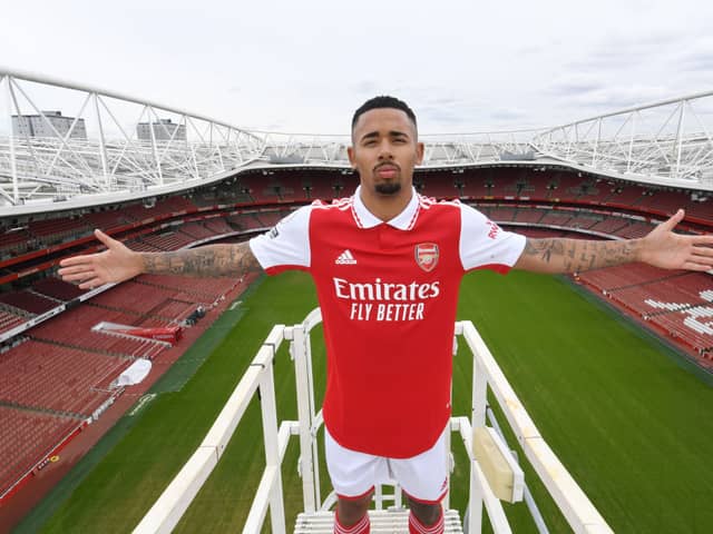 Arsenal unveil new signing Gabriel Jesus at Emirates Stadium. Credit: Stuart MacFarlane/Arsenal FC via Getty Images