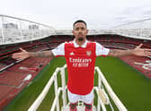 Arsenal unveil new signing Gabriel Jesus at Emirates Stadium. Credit: Stuart MacFarlane/Arsenal FC via Getty Images