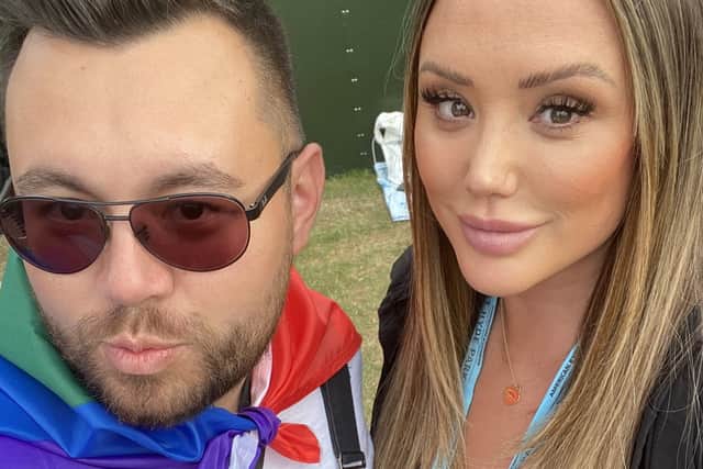  Dean Barber with Charlotte Crosby in the VIP section of Adele’s Hyde Park gig. Credit: Dean Barber / SWNS