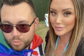  Dean Barber with Charlotte Crosby in the VIP section of Adele’s Hyde Park gig. Credit: Dean Barber / SWNS