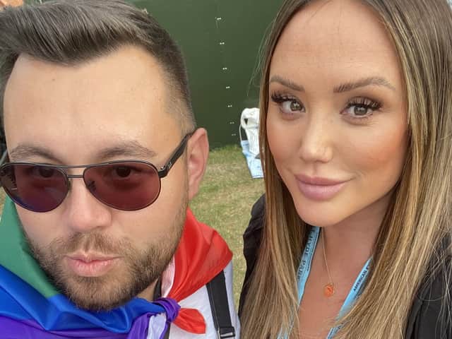  Dean Barber with Charlotte Crosby in the VIP section of Adele’s Hyde Park gig. Credit: Dean Barber / SWNS
