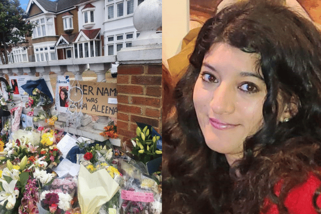 Flowers left in tribute to Zara Aleena. Photos: Khayer Chowdhury and Met Police