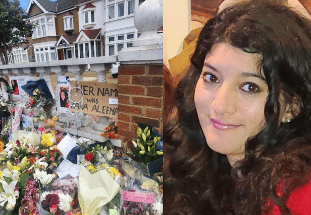 <p>Flowers left in tribute to Zara Aleena. Photos: Khayer Chowdhury and Met Police</p>
