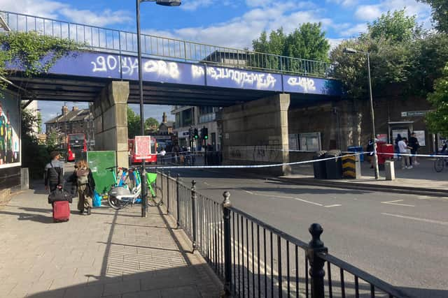 The scene of the accident outside East Dulwich station.