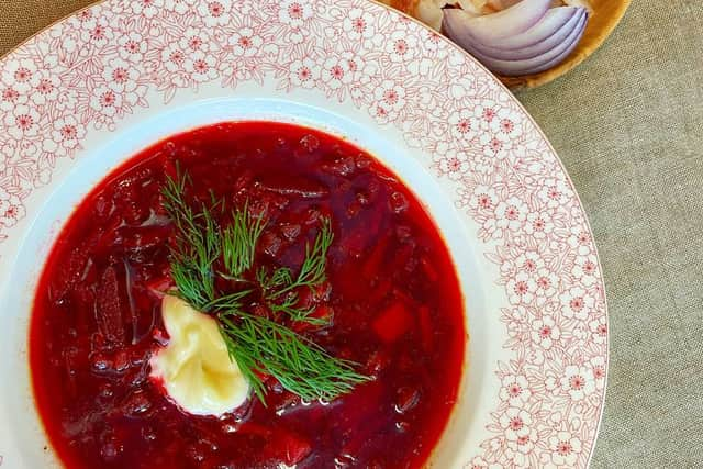 The very first plate of borsch in Mriya