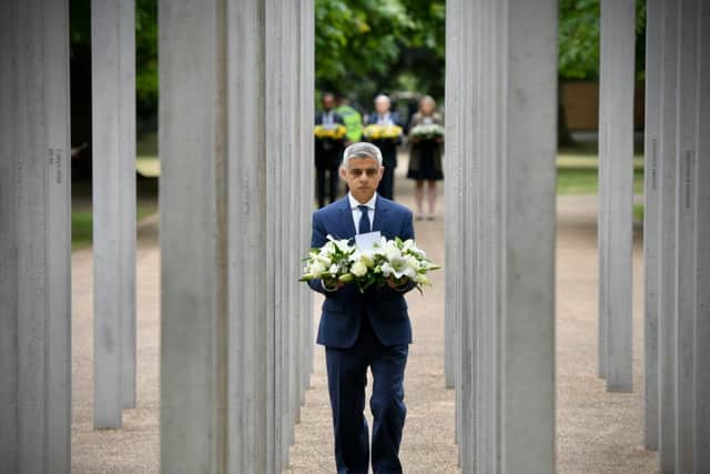 Sadiq Khan pays tribute to the victims of July 7 at the Hyde Park memorial