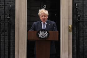 Prime minister Boris Johnson makes his resignation speech outside Downing Street. Photo: Getty