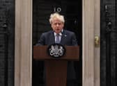 Prime minister Boris Johnson makes his resignation speech outside Downing Street. Photo: Getty