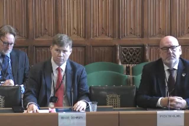 Eddie Dempsey, from the RMT (left), and Mick Whelan, from Aslef. Photo: Parliament TV