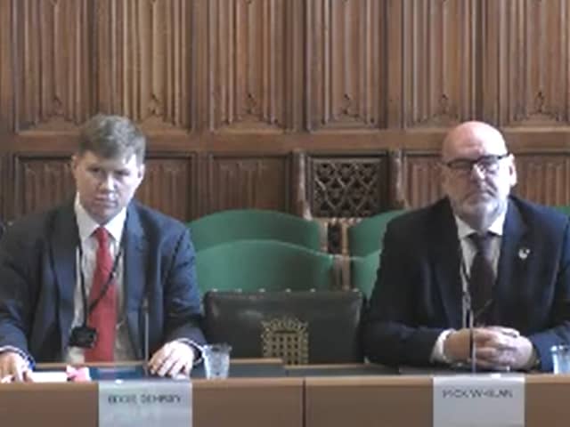 Eddie Dempsey, from the RMT (left), and Mick Whelan, from Aslef. Photo: Parliament TV