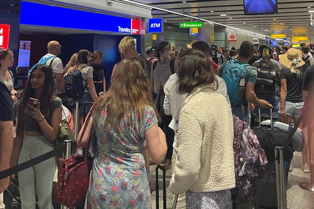 Passengers were stuck in queues at Heathrow Airport. Photo: David Brackin