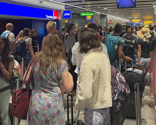 Passengers were stuck in queues at Heathrow Airport. Photo: David Brackin