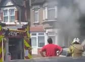 A child and three adults were forced to flee a burning building in Ilford which was partly “destroyed” by a house fire. Photo: @IG1IG2