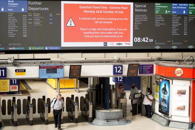A raft of trains have been cancelled due to the extreme temperatures hitting London and England. Credit: NIKLAS HALLE’N/AFP via Getty Images