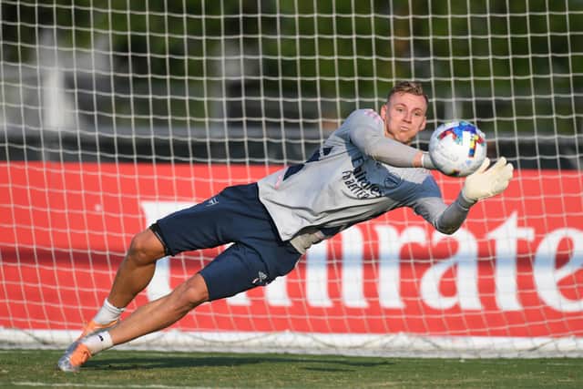 Bernd Leno training with Arsenal.