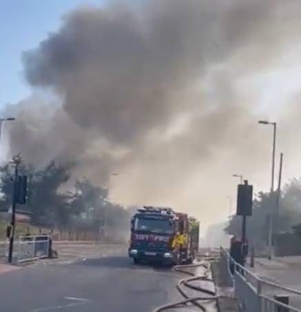 <p>100 firefighters are tackling the blaze in Dagenham. Credit: LFB</p>