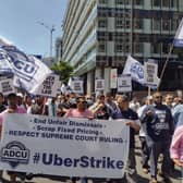 Uber drivers will protest outside the company’s London headquarters. Credit: ADCU