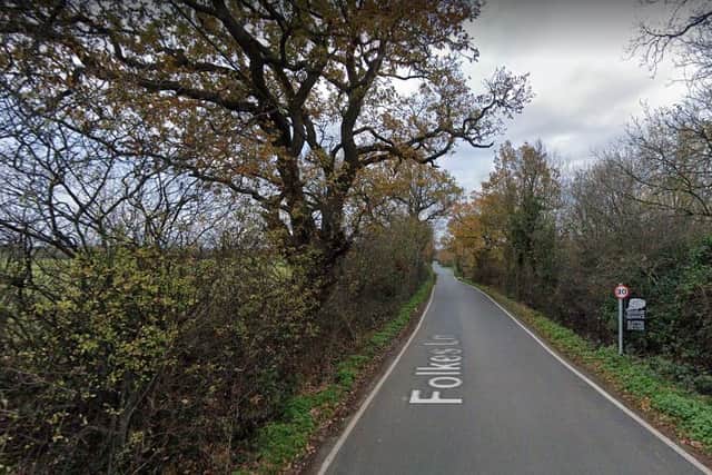 Rural and remote: Folkes Lane, Upminster, where Hina Bashir’s body was found. Credit: Google