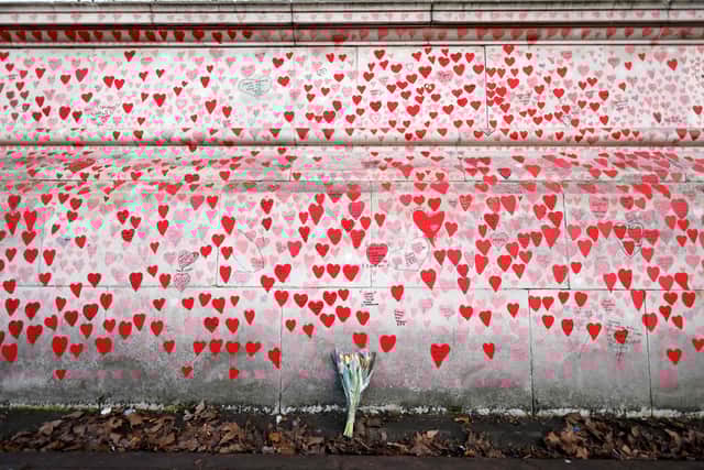 The Covid-19 memorial wall in London. Photo: Getty