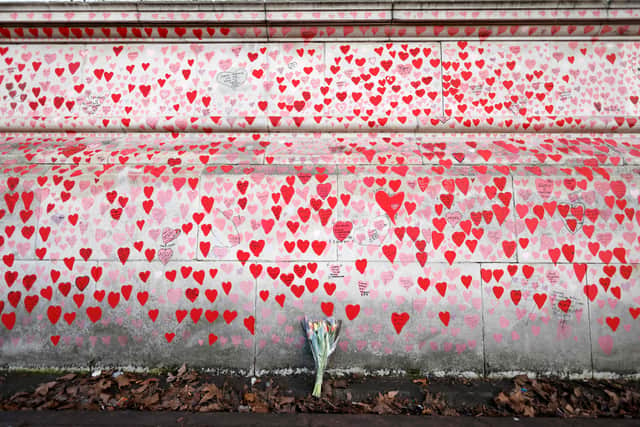 The Covid-19 memorial wall in London. Photo: Getty