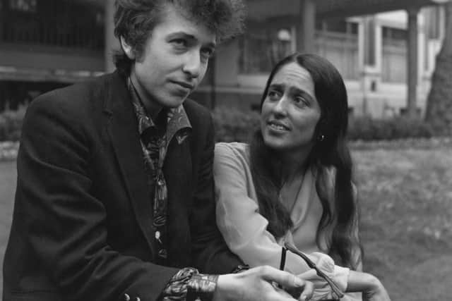 Bob Dylan and Joan Baez on a trip to London. Credit: Keystone/Getty Images