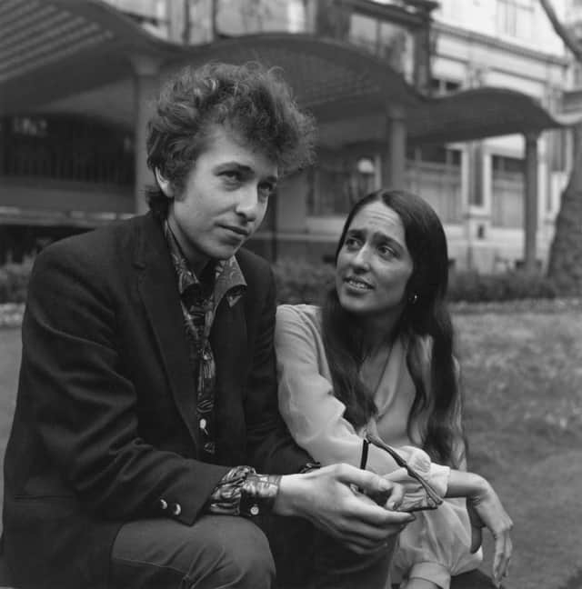 Bob Dylan and Joan Baez on a trip to London. Credit: Keystone/Getty Images