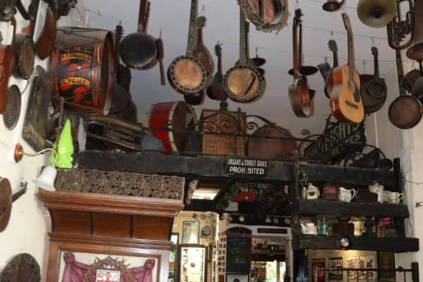 Instruments hang down at the Troubadour. Credit: Claudia Marquis