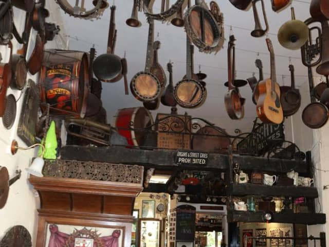 Instruments hang down at the Troubadour. Credit: Claudia Marquis