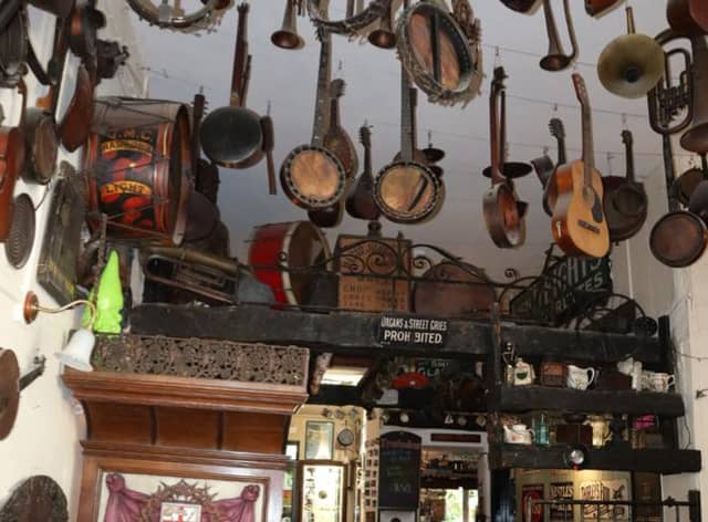 Instruments hang down at the Troubadour. Credit: Claudia Marquis