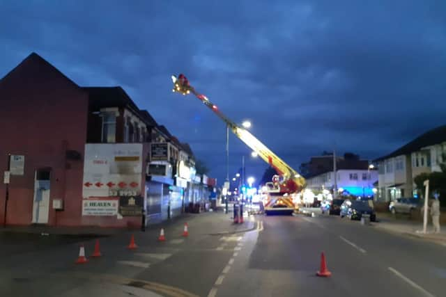 A 32-metre turntable ladders was used at the scene as an observation tower. Photo: LFB