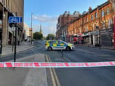 The police cordon on Wood Green high street. 