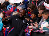 Crystal Palace head coach Patrick Vieira greets fans during a Crystal Palace pre-season training  (Photo by Daniel Pockett/Getty Images)