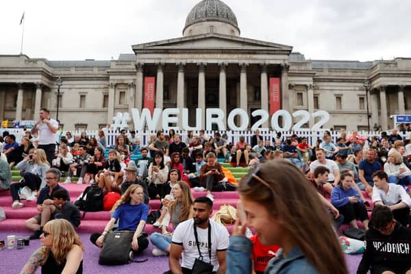 Trafalgar Square hosted 5,000 supporters for the Euro semi-final between England and Sweden