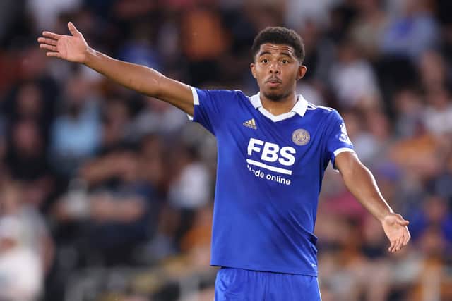 Wesley Fofana of Leicester City reacts during the Pre-Season Friendly between Hull City  (Photo by George Wood/Getty Images)
