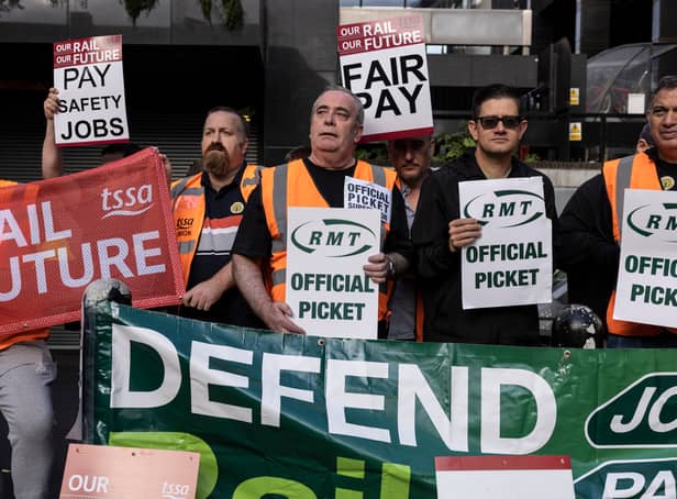 <p>The picket line outside London Euston station today.</p>