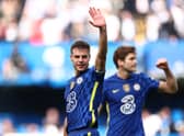 Cesar Azpilicueta of Chelsea celebrates after their sides victory during the Premier League match  (Photo by Ryan Pierse/Getty Images)