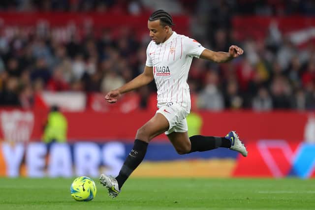Jules Koundé of Sevilla FC during the La Liga Santander match between Sevilla FC and Granada (Photo by Fran Santiago/Getty Images)