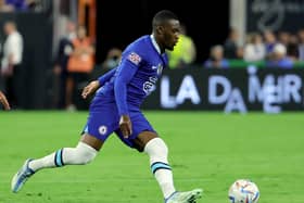 Callum Hudson-Odoi #20 of Chelsea dribbles the ball up the pitch against Club AmÃ©rica during their preseason  (Photo by Ethan Miller/Getty Images)
